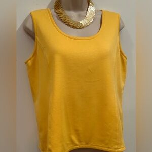 Carlisle Yellow Sleeveless Knit Back Zip Blended Synthetic Top Sz L NWOT
